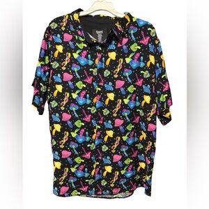 Mens Colorful Mushroom Print button up Shirt sz xl